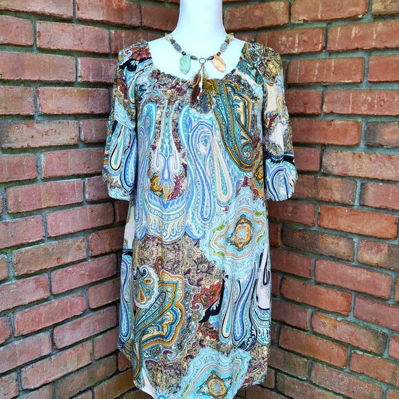 Umgee Brand Dress Paisley Print Size Medium - Picture 2 of 12